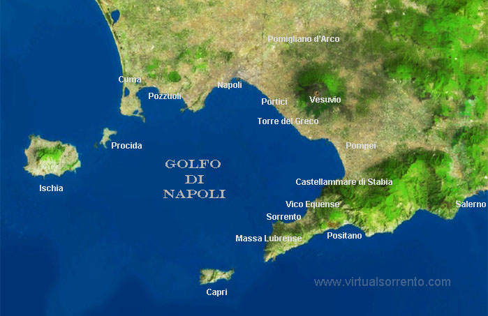 Golfo di Napoli - Mappa  fisica territorio